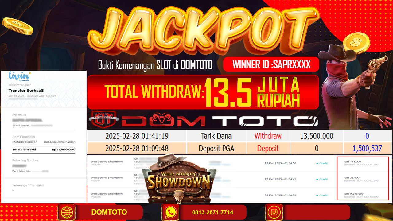 JACKPOT SLOT WILD BOUNTY SHOWDOWN 28 FEBRUARI 2025